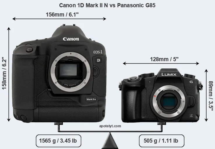 Size Canon 1D Mark II N vs Panasonic G85