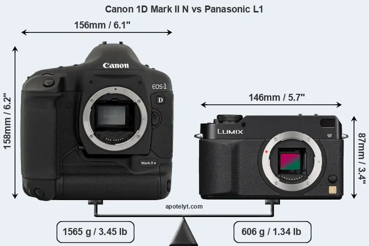 Size Canon 1D Mark II N vs Panasonic L1