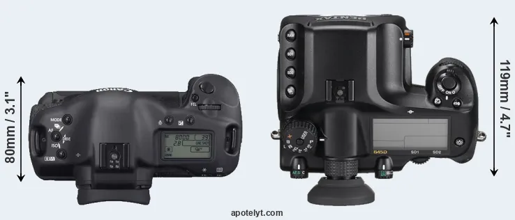 Compare 1D Mark II N versus 645D top