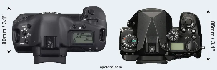 Compare 1D Mark II N versus K-1 top