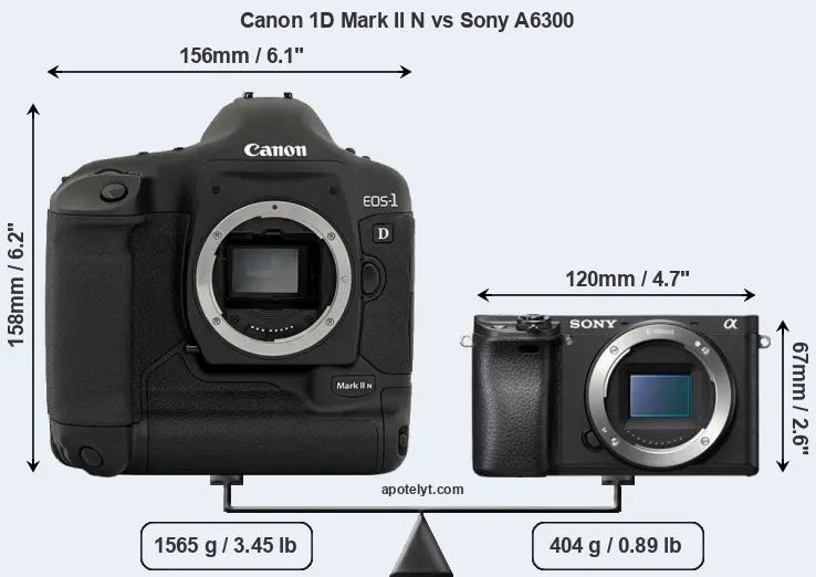 Size Canon 1D Mark II N vs Sony A6300