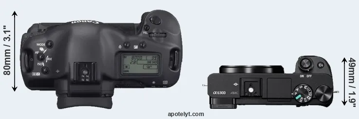 Compare 1D Mark II N versus A6300 top
