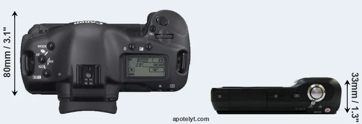 Compare 1D Mark II N versus NEX-3 top