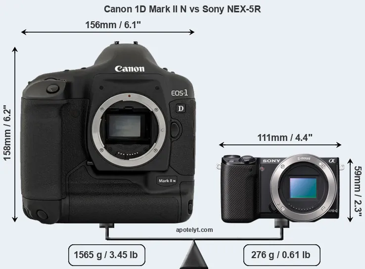 Size Canon 1D Mark II N vs Sony NEX-5R