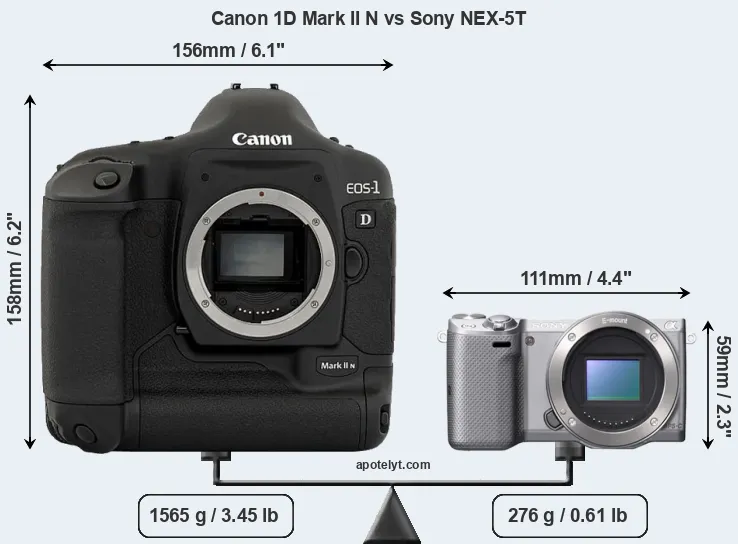 Size Canon 1D Mark II N vs Sony NEX-5T