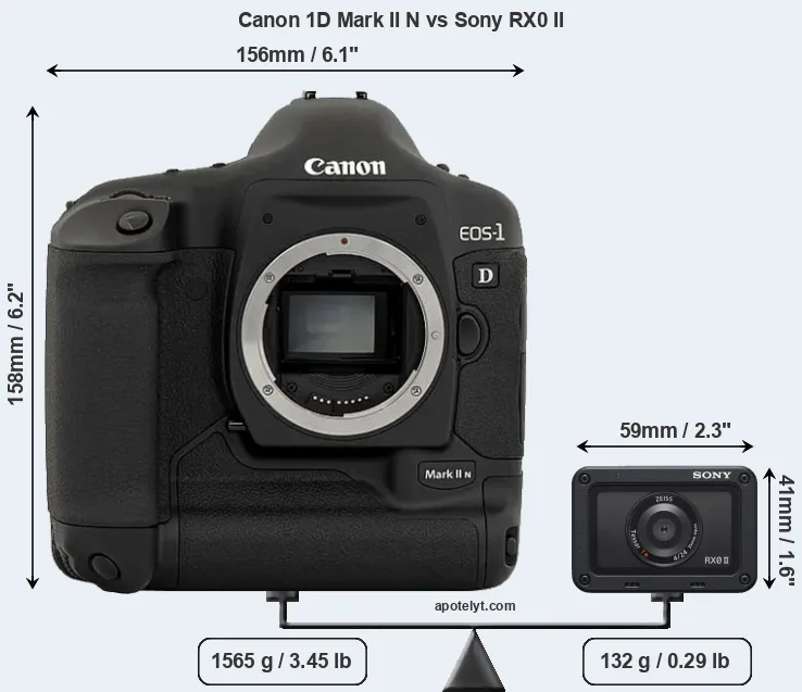 Size Canon 1D Mark II N vs Sony RX0 II