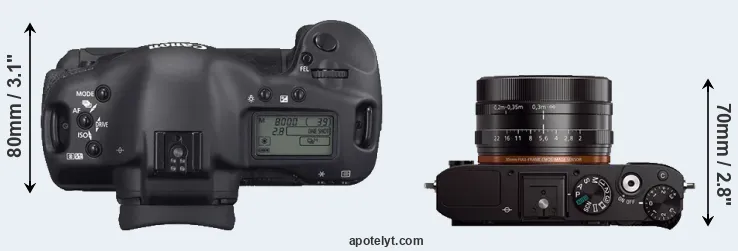 Compare 1D Mark II N versus RX1 top