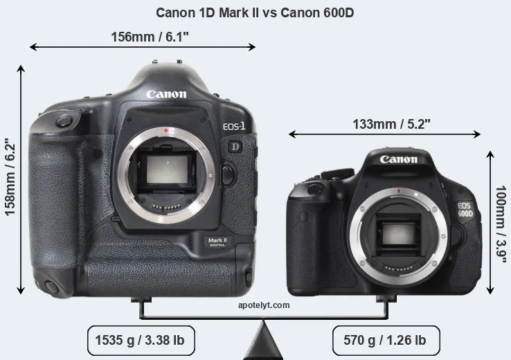 Size Canon 1D Mark II vs Canon 600D