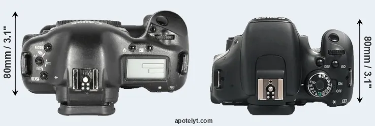 Compare 1D Mark II versus 600D top