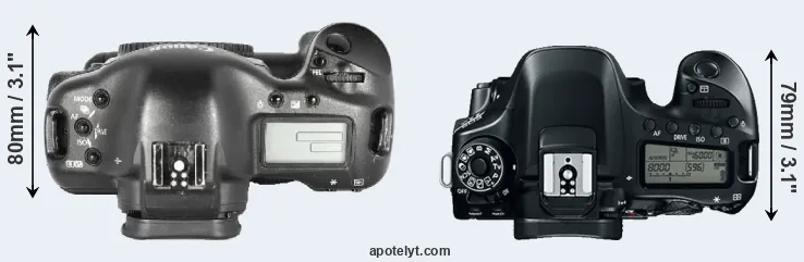 Compare 1D Mark II versus 80D top