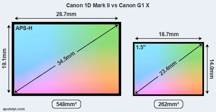 Canon 1D Mark II and Canon G1 X sensor measures