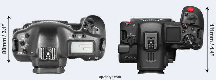 Compare 1D Mark II versus R5 C top