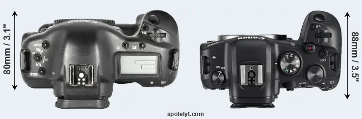 Compare 1D Mark II versus R6 top