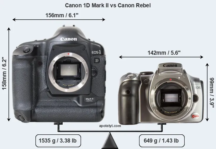 Size Canon 1D Mark II vs Canon Rebel