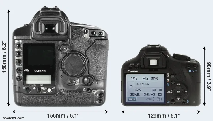 Comparison 1D Mark II or T1i rear