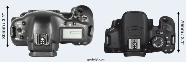 Compare 1D Mark II versus T4i top