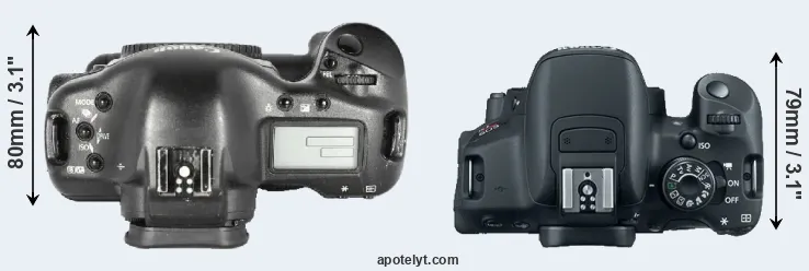 Compare 1D Mark II versus T5i top