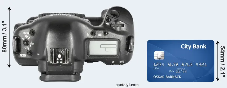 1D Mark II versus credit card top view