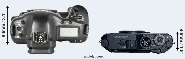 Compare 1D Mark II versus R-D1 top
