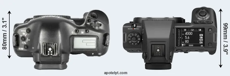 Compare 1D Mark II versus GFX 100 II top
