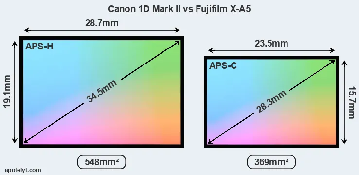 Canon 1D Mark II and Fujifilm X-A5 sensor measures