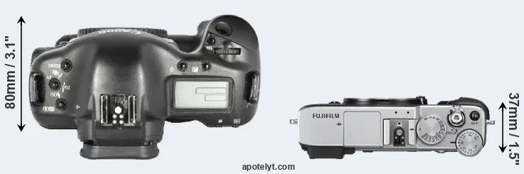 Compare 1D Mark II versus X-E2S top
