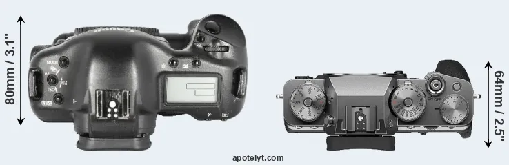 Compare 1D Mark II versus X-T4 top