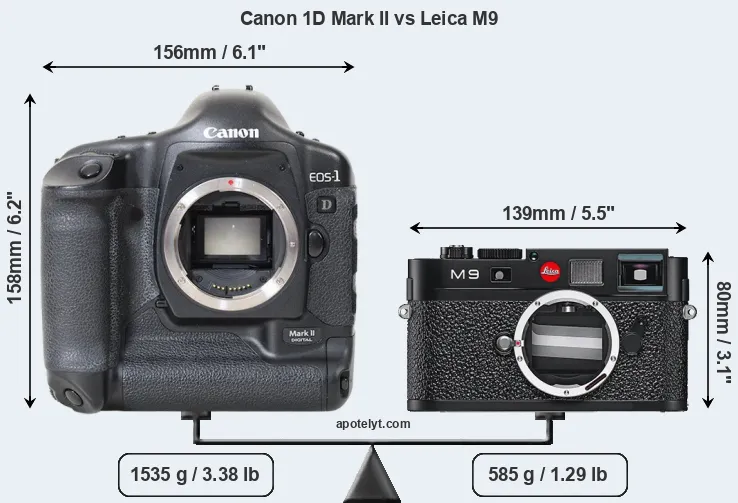 Size Canon 1D Mark II vs Leica M9
