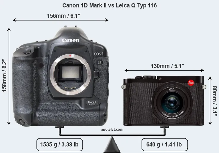 Size Canon 1D Mark II vs Leica Q Typ 116