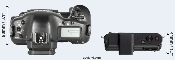 Compare 1D Mark II versus V1 top