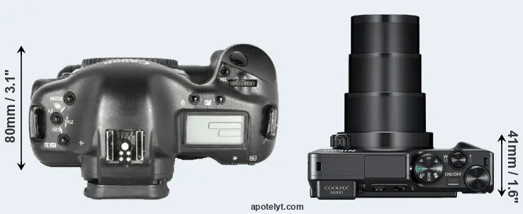 Compare 1D Mark II versus A1000 top