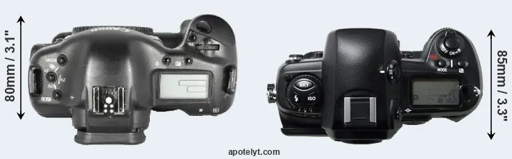 Compare 1D Mark II versus D1H top