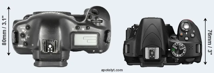 Compare 1D Mark II versus D3300 top
