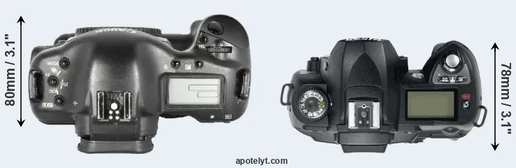 Compare 1D Mark II versus D70 top