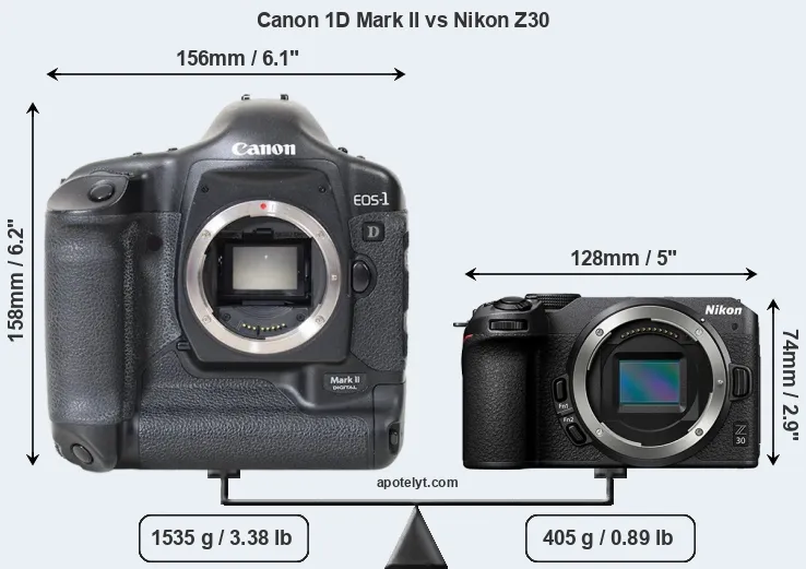 Size Canon 1D Mark II vs Nikon Z30