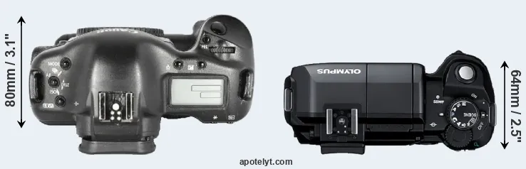 Compare 1D Mark II versus E-300 top