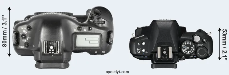 Compare 1D Mark II versus E-450 top