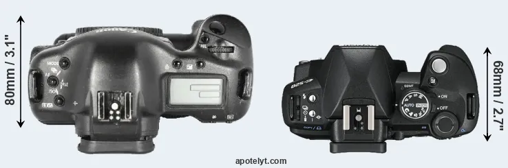 Compare 1D Mark II versus E-520 top