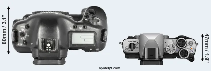 Compare 1D Mark II versus E-M10 II top