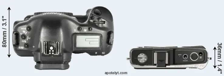 Compare 1D Mark II versus E-P2 top