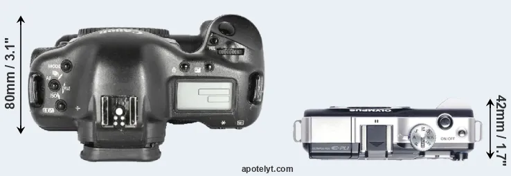 Compare 1D Mark II versus E-PL1 top