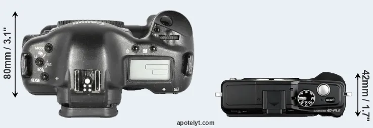 Compare 1D Mark II versus E-PL2 top
