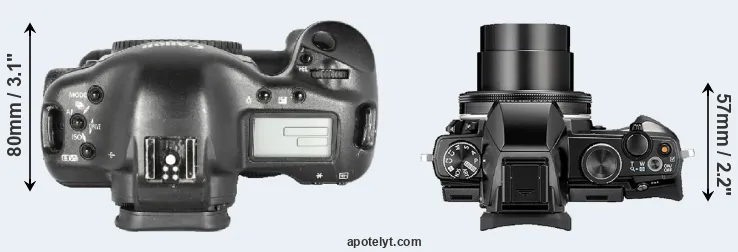 Compare 1D Mark II versus Stylus 1 top
