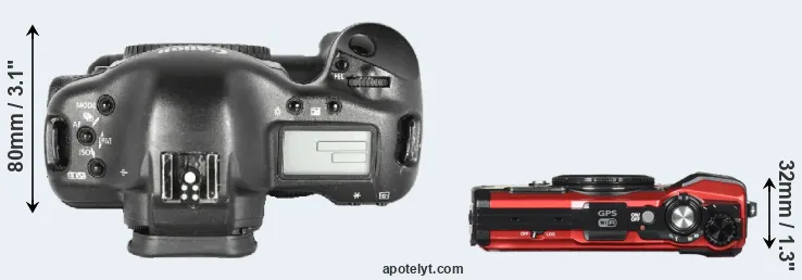 Compare 1D Mark II versus TG-5 top