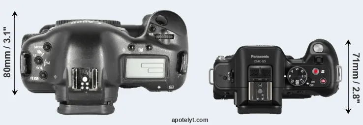 Compare 1D Mark II versus G5 top