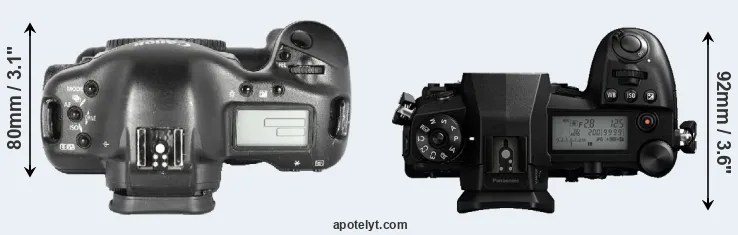 Compare 1D Mark II versus G9 top