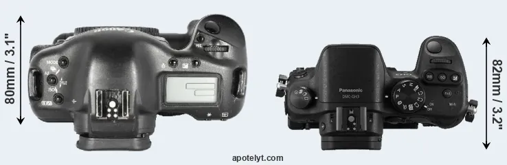 Compare 1D Mark II versus GH3 top
