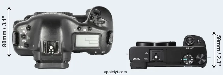 Compare 1D Mark II versus A6100 top