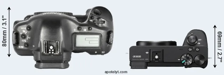 Compare 1D Mark II versus A6600 top