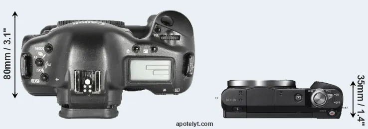 Compare 1D Mark II versus NEX-3N top
